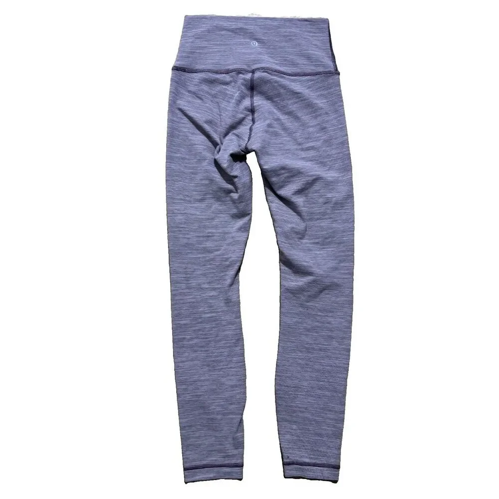Lululemon Wunder Under High-Rise Leggings Sz 4 Purple Stripe 25” Stretch